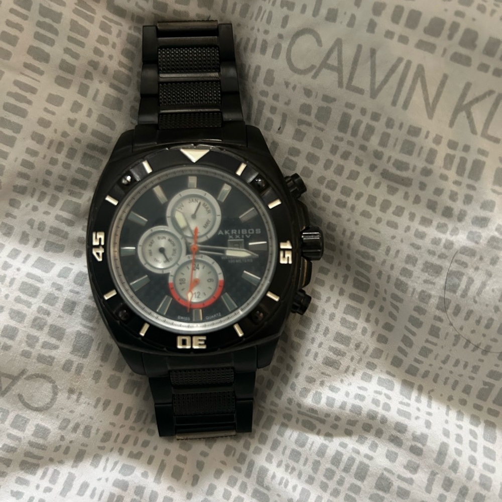 Akribos XXIV Black and Red Men's Watch